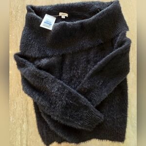 Kenzie Black Fuzzy Off-Shoulder Sweater Size XL